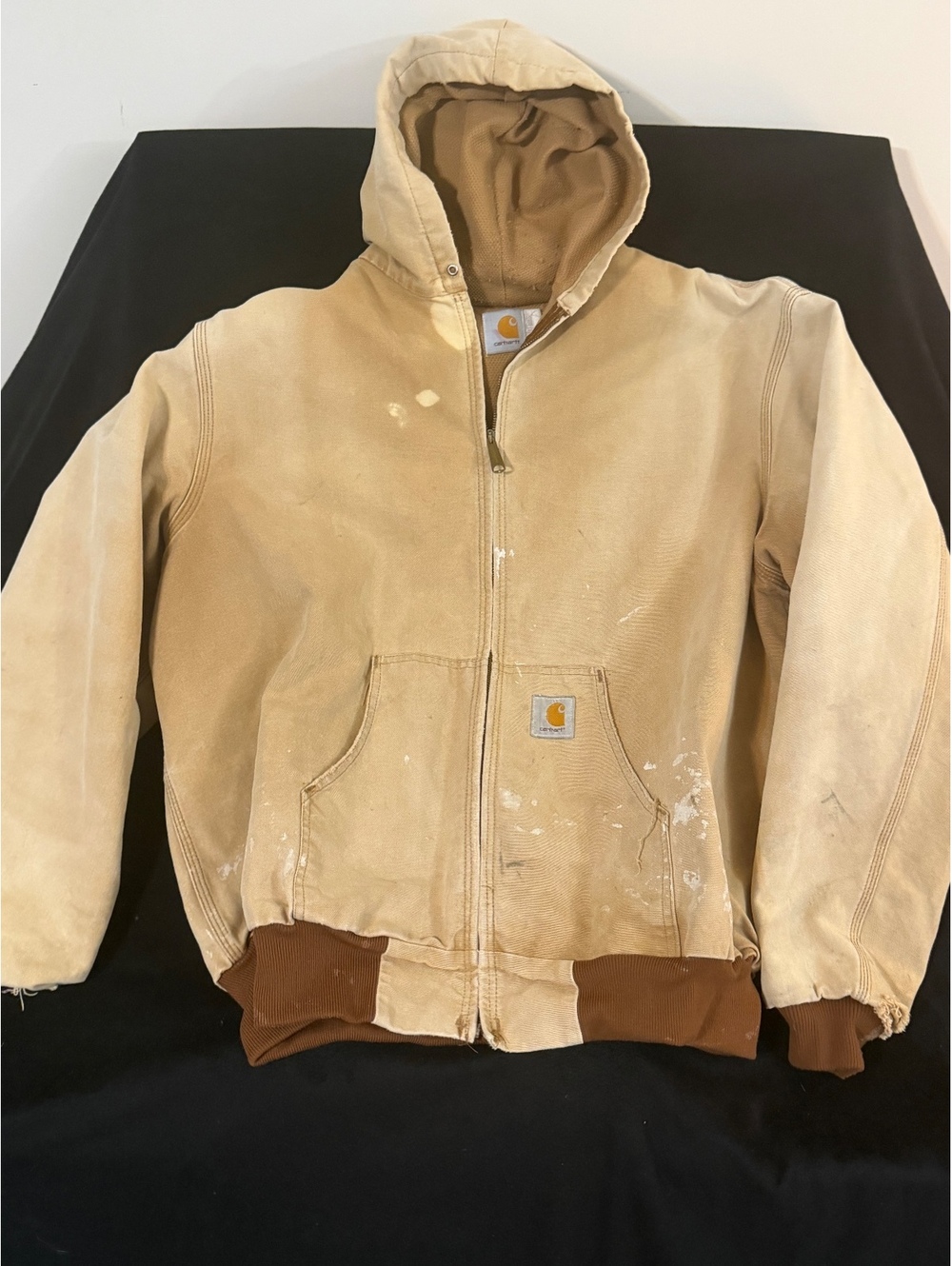 Carhartt Men's Heavyweight Hooded Work Jacket in Tan, Size Medium